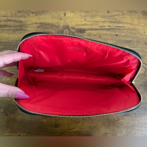 Carolina Herrera Multicolor Floral Cosmetics Bag Makeup Like New Polka Dots Gold - Picture 5 of 12